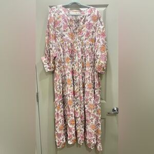 Daughters of India Boho Maxi Dress XL • Indian Floral • NWOT